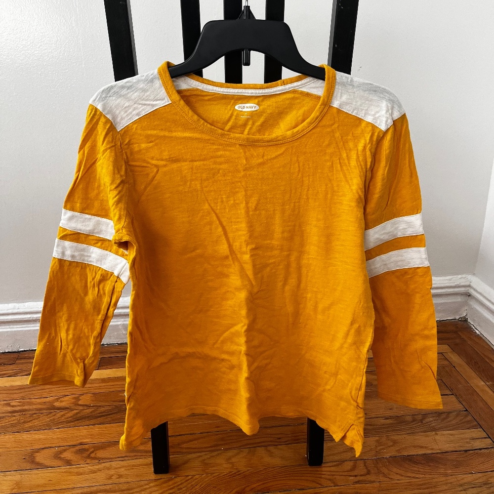 Yellow and white sporty long sleeve shirt sz small